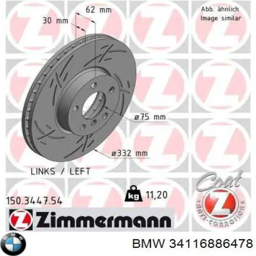 Comprar 34116886478 BMW Freno de disco delantero
