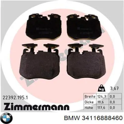 Pastillas freno delanteras BMW 34116888460 precio, desde 92,83 EUR