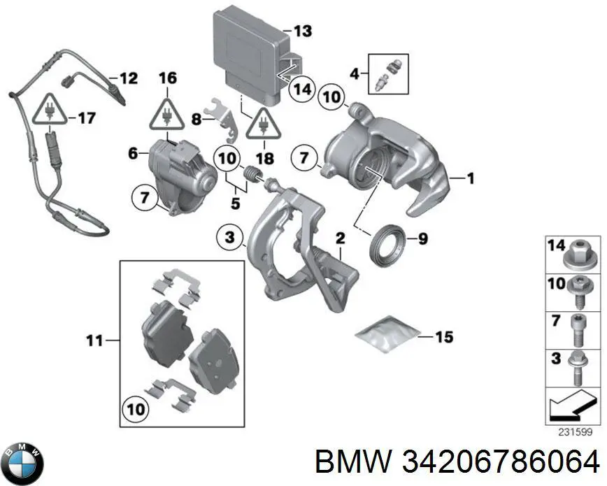 Comprar 34206786064 BMW Juego de reparación, pinza de freno trasero