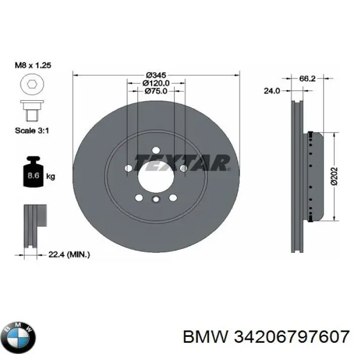 Frenos traseros BMW 34206797607