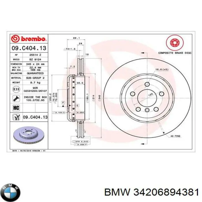 Frenos traseros BMW 34206894381