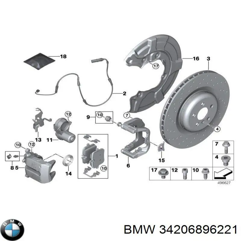 34206896221 BMW Freno de disco trasero