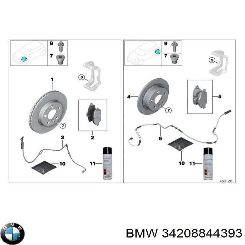 34208844393 BMW pastillas de freno traseras