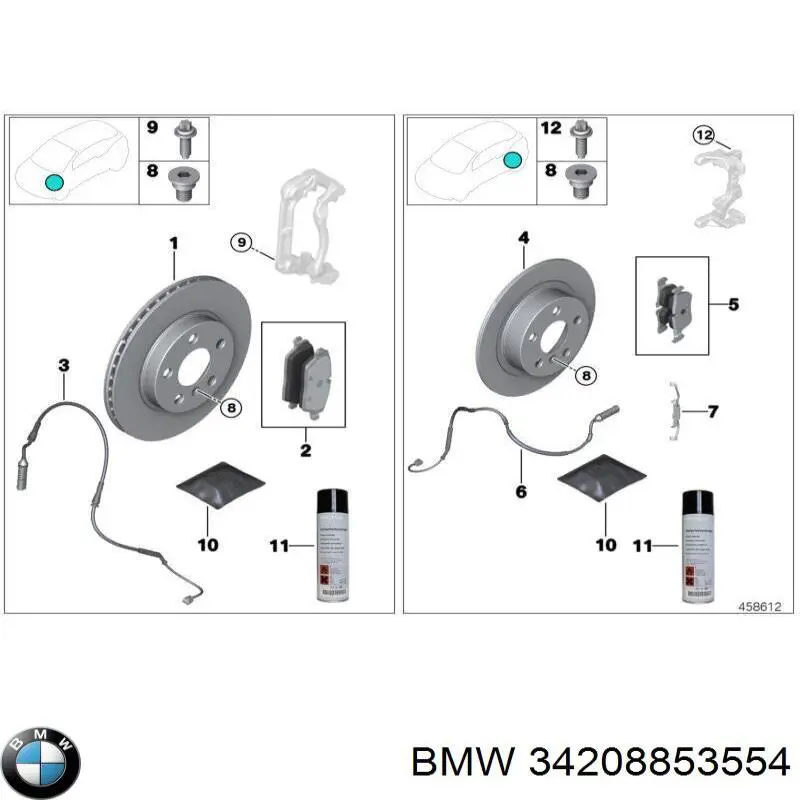 34208853554 BMW disco de freno trasero