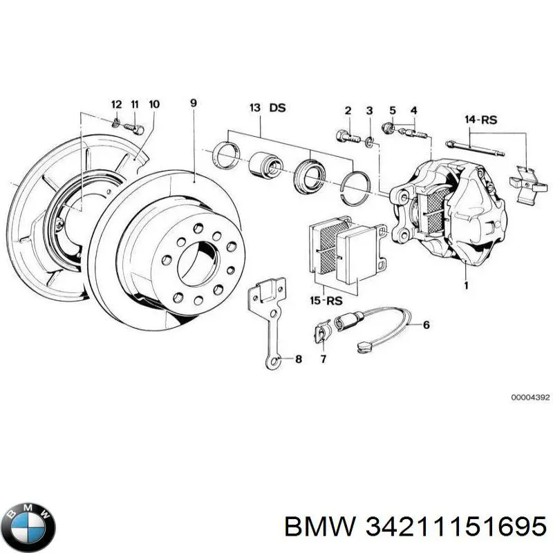 34211151695 BMW chapa protectora contra salpicaduras, disco de freno trasero izquierdo