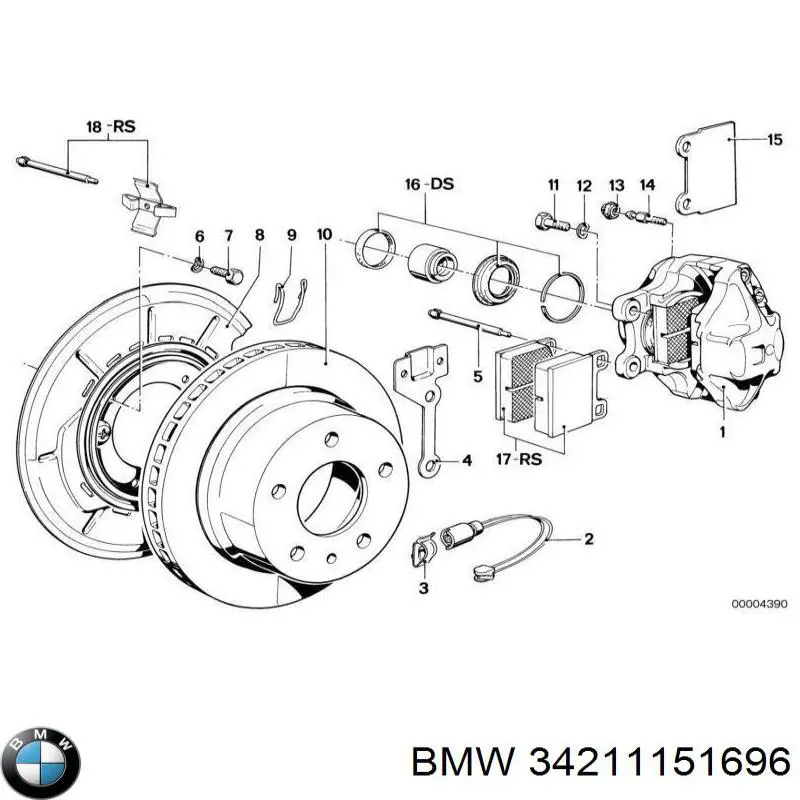 34211151696 BMW chapa protectora contra salpicaduras, disco de freno trasero derecho