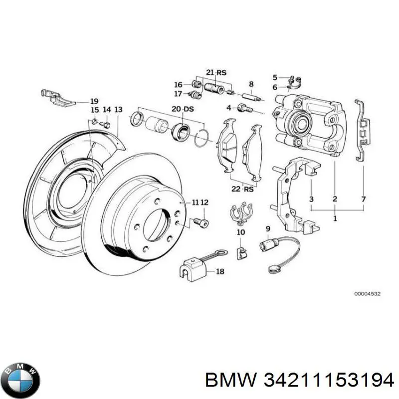 Juego de reparación, pinza de freno trasero BMW 3 E30