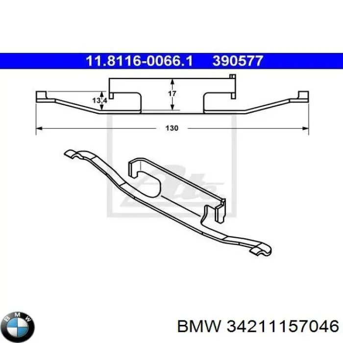 Juego de resortes de sujeción de pastillas de freno traseras BMW 34211157046 precio, desde 6,33 EUR