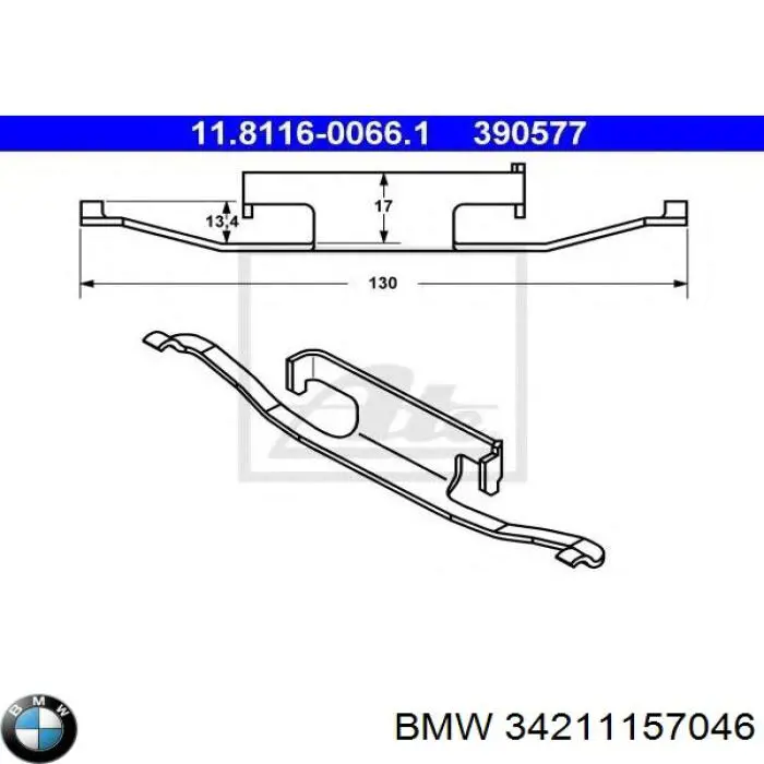 Comprar 34211157046 BMW Juego de resortes de sujeción de pastillas de freno traseras