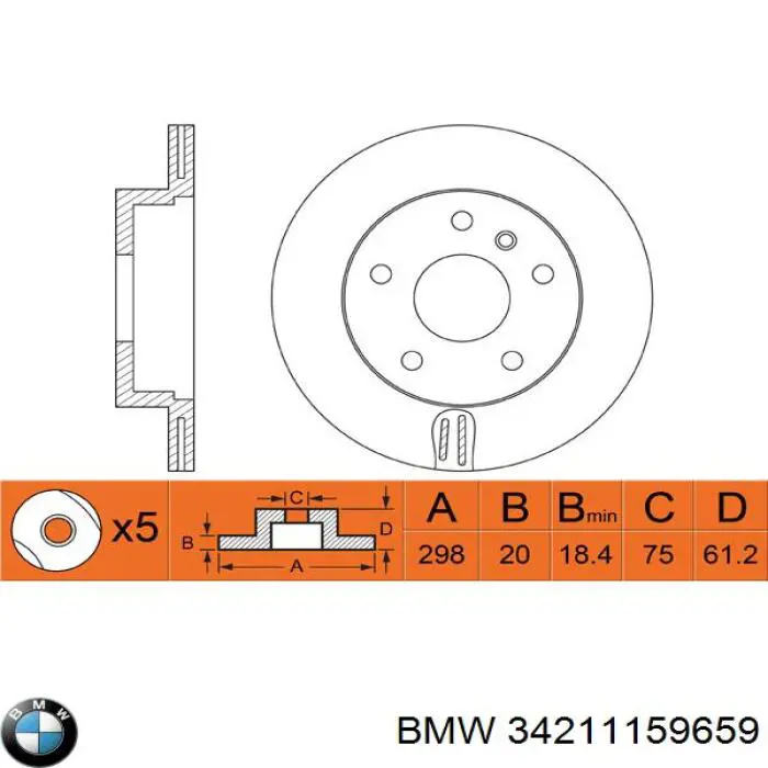 34211159659 BMW disco de freno trasero