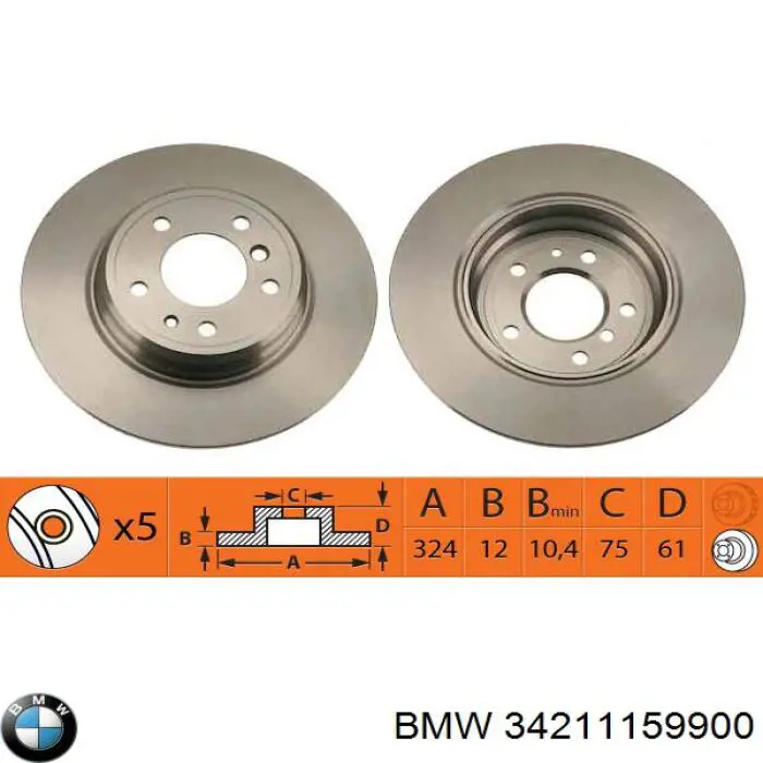 34211159900 BMW disco de freno trasero