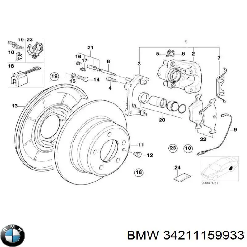 34211159933 BMW chapa protectora contra salpicaduras, disco de freno trasero izquierdo