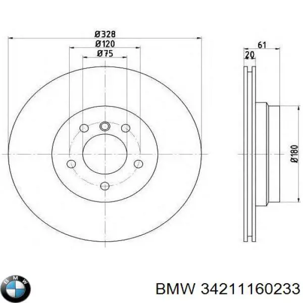 34211160233 BMW disco de freno trasero