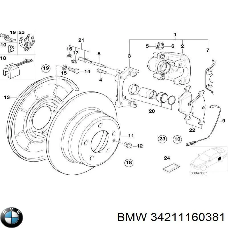 Pinza de freno trasera izquierda para BMW 5 (E34)