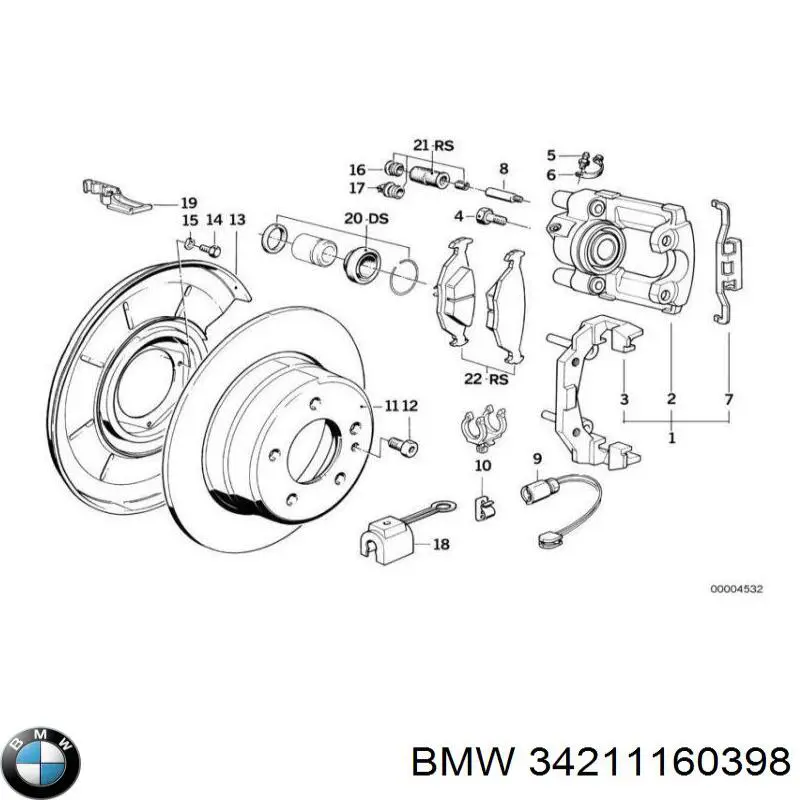Pinza de freno trasero derecho para BMW 3 (E30)