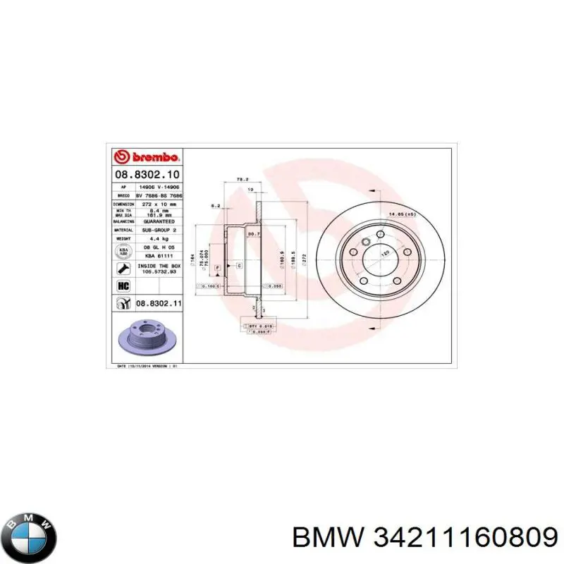 Disco de freno trasero BMW 34211160809 precio, desde 28,02 EUR