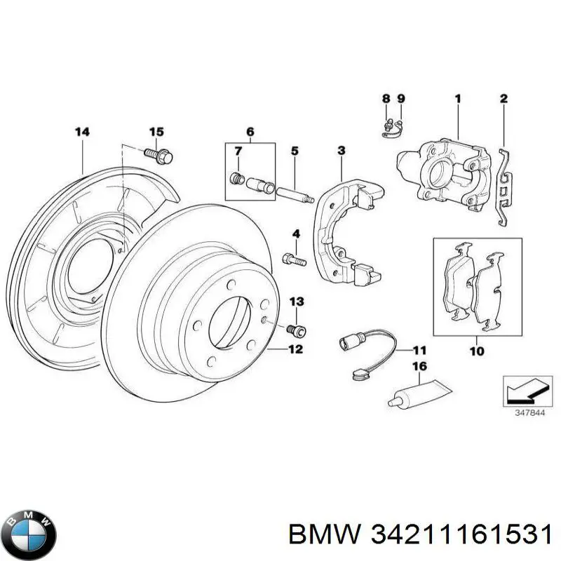 34211161531 BMW chapa protectora contra salpicaduras, disco de freno trasero izquierdo
