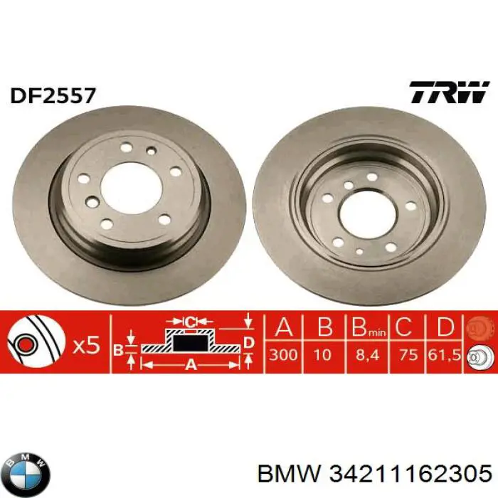 Disco de freno trasero BMW 5 E34