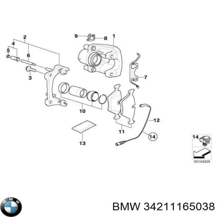 34211165038 BMW soporte, pinza de freno delantera