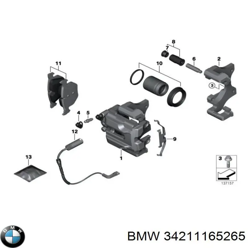 Disco de freno trasero 34211165265 BMW