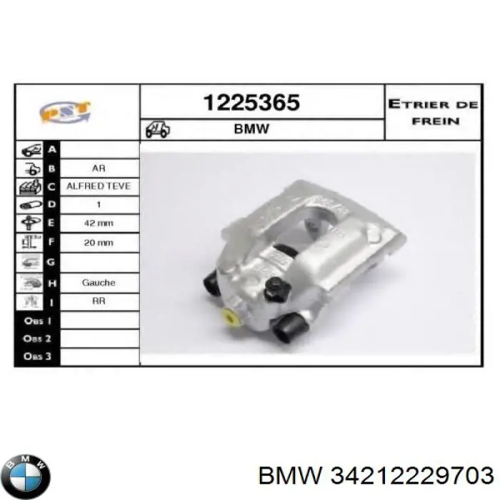 4150410 DRI pinza de freno trasera izquierda