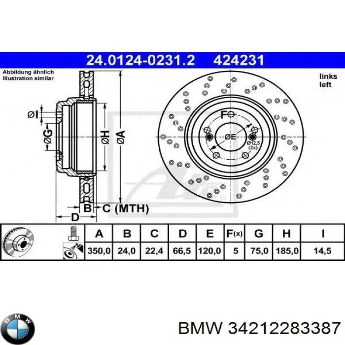 34212283387 BMW disco de freno trasero