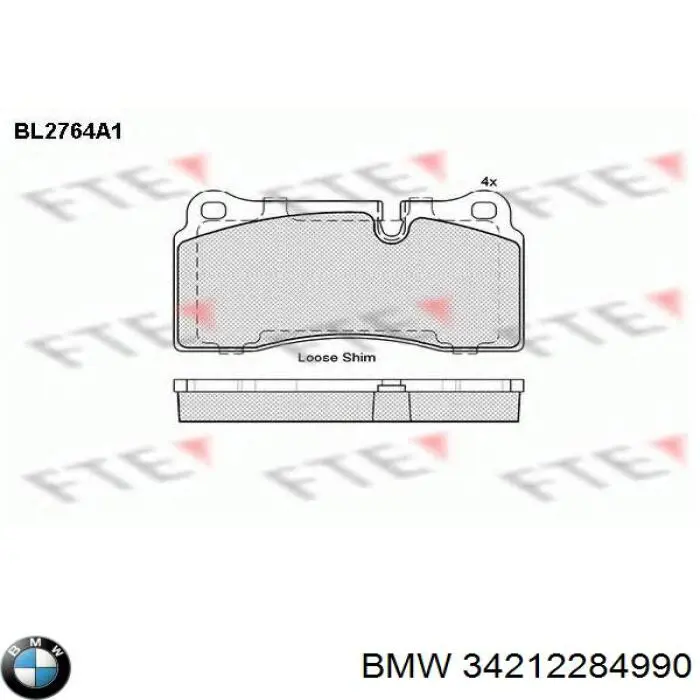 34212284990 BMW pastillas de freno traseras