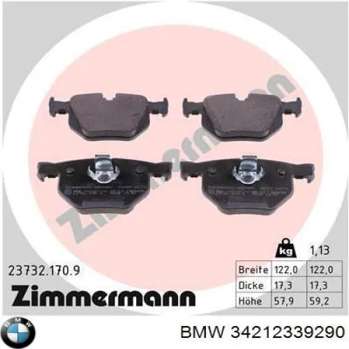 Pastillas traseras BMW 34212339290