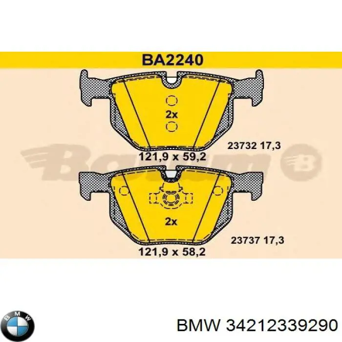 34212339290 BMW Pastillas freno traseras