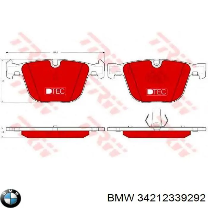 Pastillas traseras BMW 34212339292