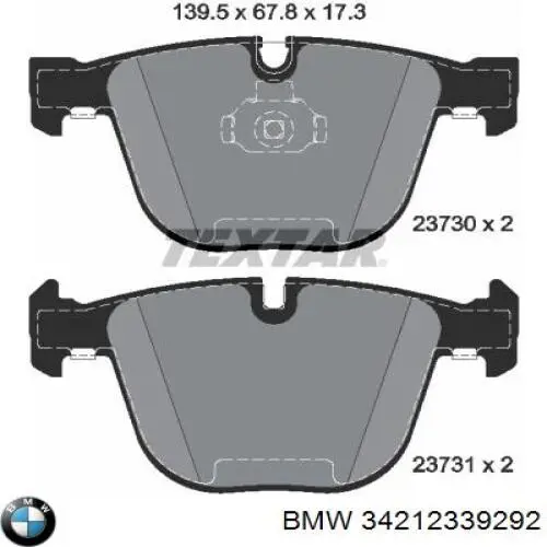 Pastillas traseras de freno BMW 34212339292 precio, desde 33,22 EUR