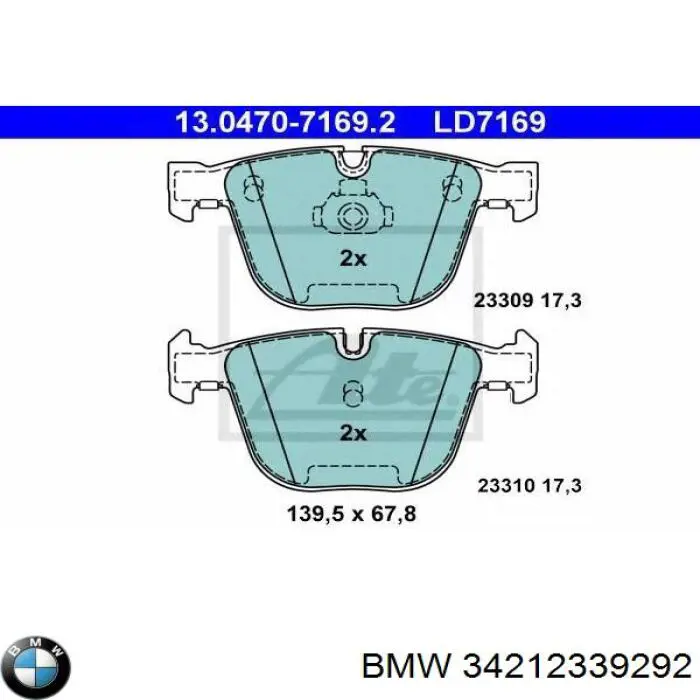 Comprar 34212339292 BMW Pastillas de freno traseras