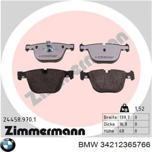 Pastillas traseras de freno BMW 34212365766 precio, desde 47,66 EUR