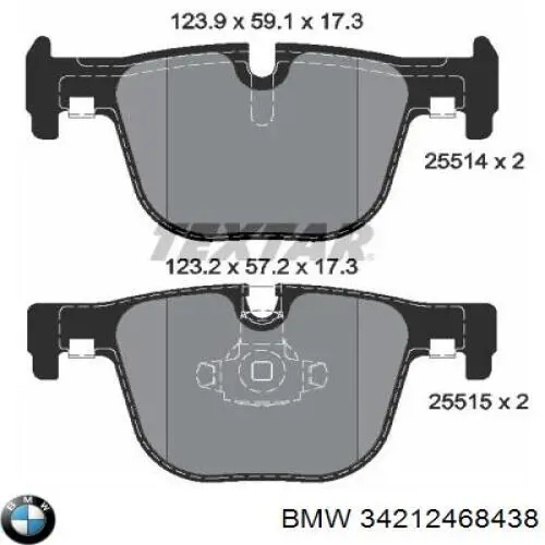 34212468438 BMW pastillas de freno traseras