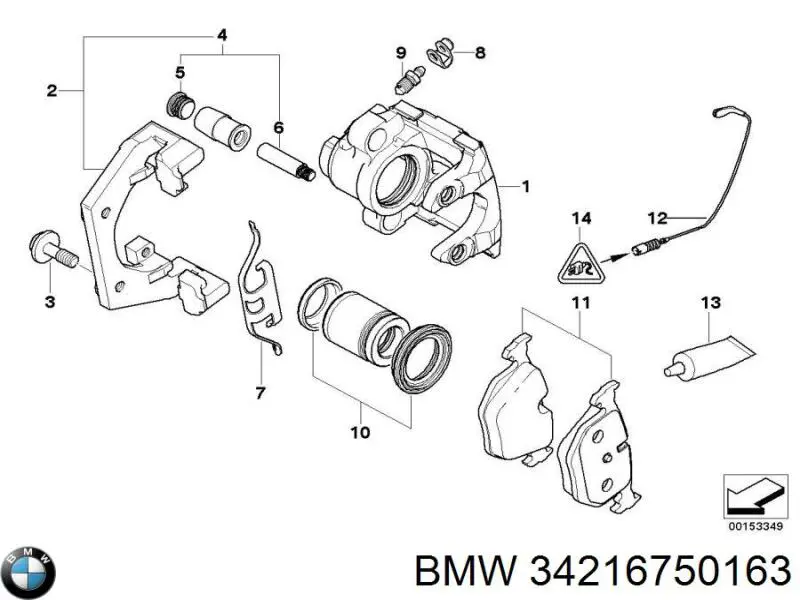 34216750163 BMW juego de reparación, pinza de freno trasero