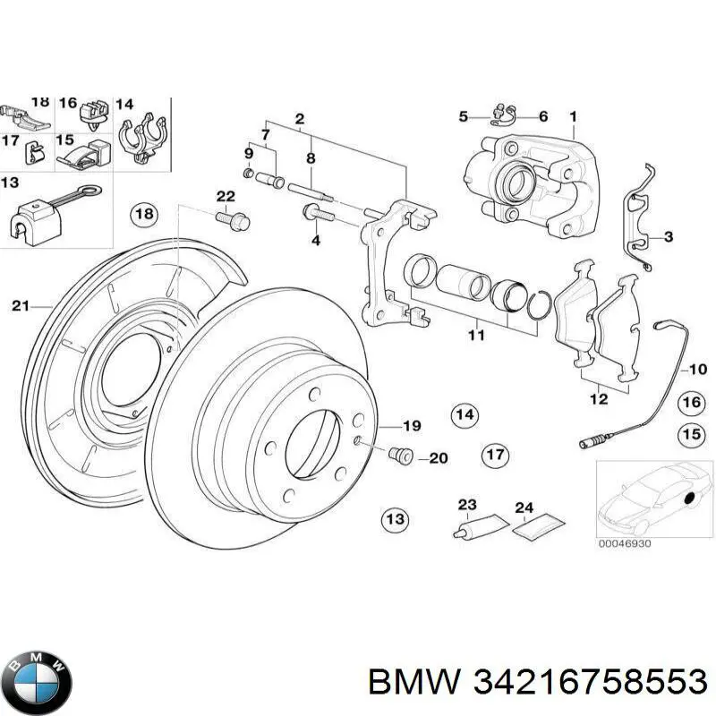 34216758553 BMW Freno de disco trasero