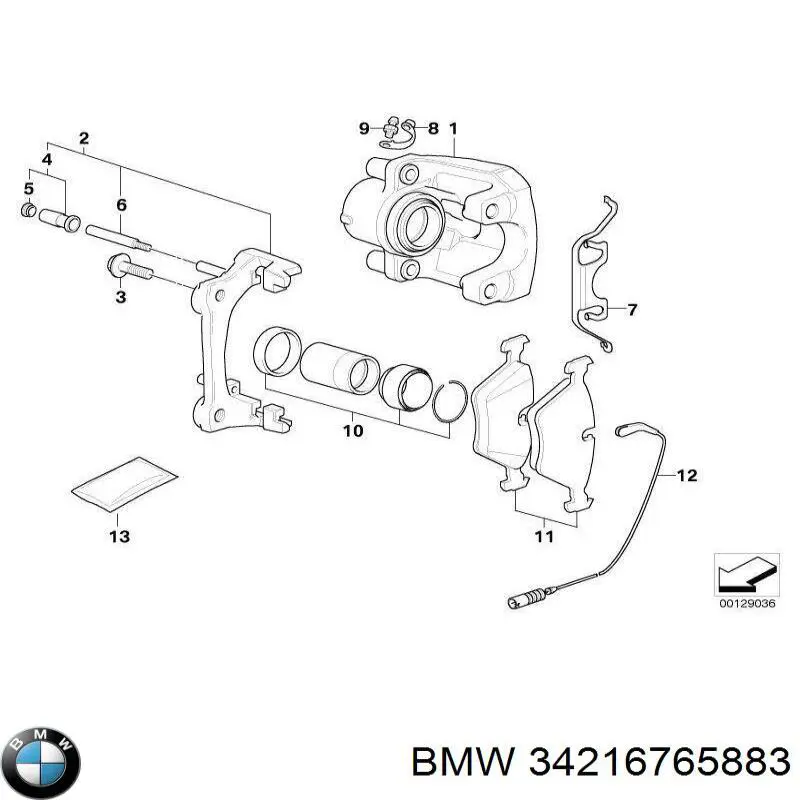 Pinza de freno trasera izquierda 34216765883 BMW
