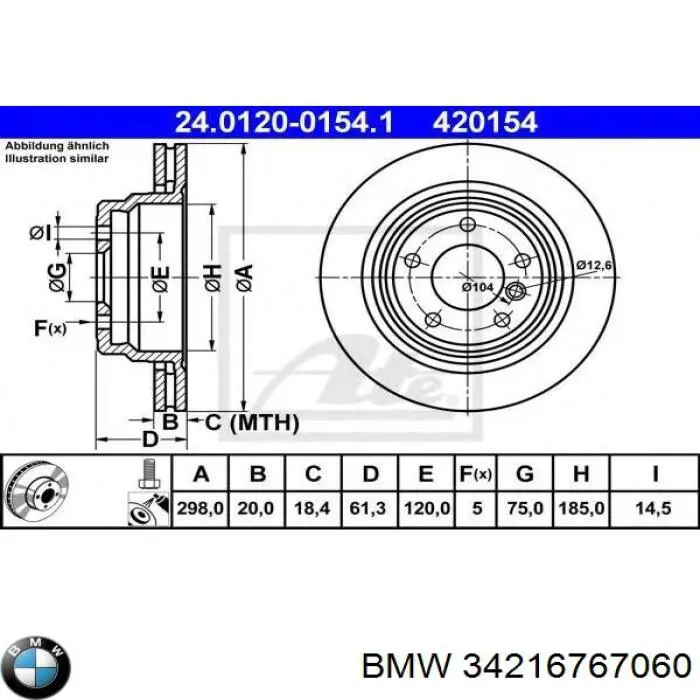 34216767060 BMW disco de freno trasero