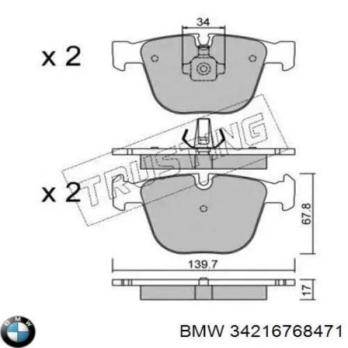 Pastillas traseras BMW 34216768471