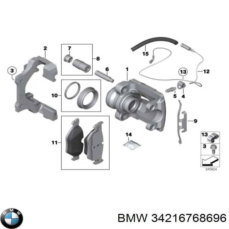 34216768696 BMW soporte, pinza de freno delantera