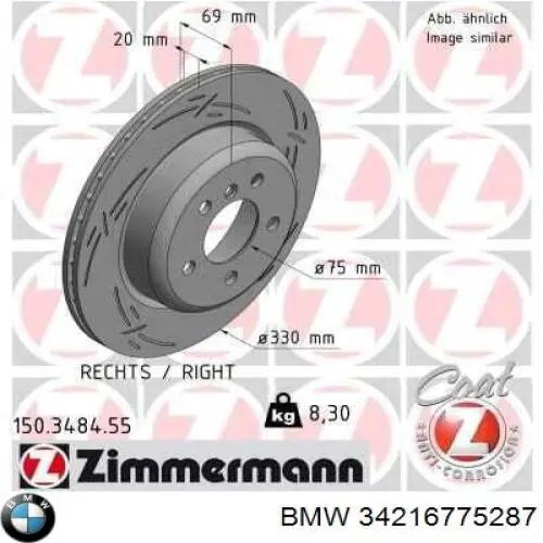 Disco de freno trasero BMW 34216775287 precio, desde 99,58 EUR