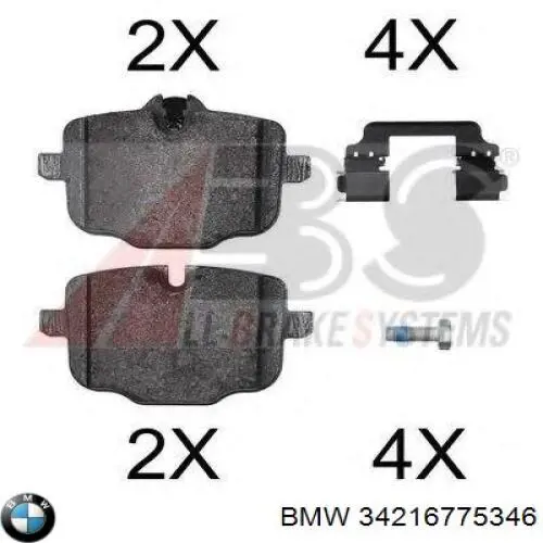 Pastillas de freno traseras 34216775346 BMW