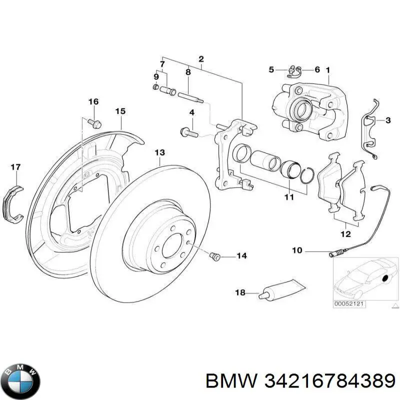 Disco de freno trasero 34216784389 BMW
