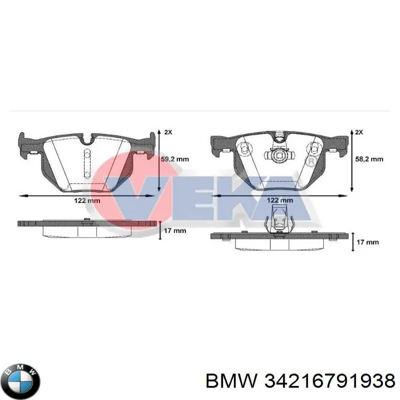 34216791938 BMW pastillas de freno traseras