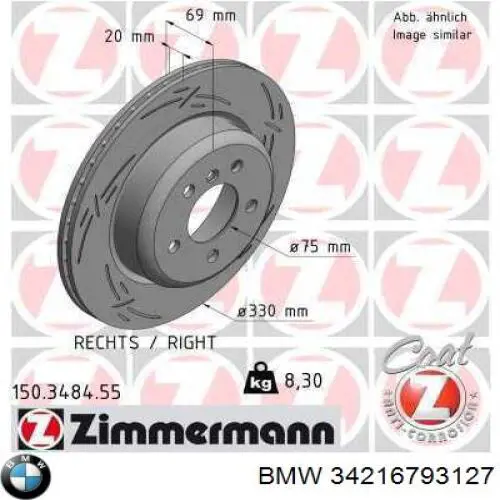 34216793127 BMW disco de freno trasero