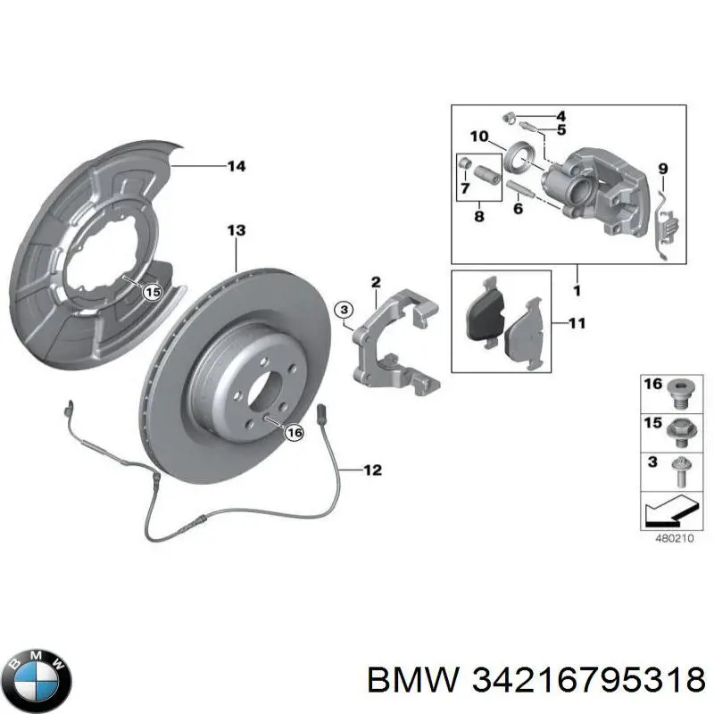 34216795318 BMW disco de freno trasero