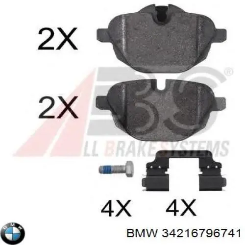 Pastillas de freno traseras 34216796741 BMW