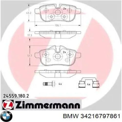 34216797861 BMW pastillas de freno delanteras