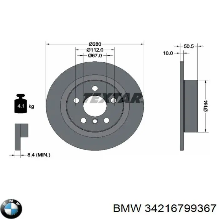 Disco de freno trasero BMW 34216799367 precio, desde 32,50 EUR