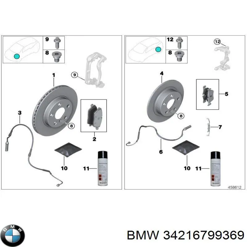 34216799369 BMW disco de freno trasero